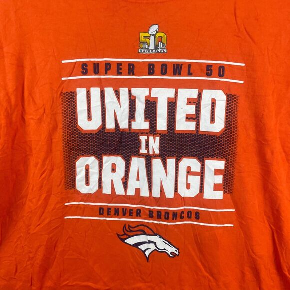 Denver Broncos NFL Team Apparel T-Shirt Men's XL Orange Short Sleeves Crew Neck - Picture 2 of 6